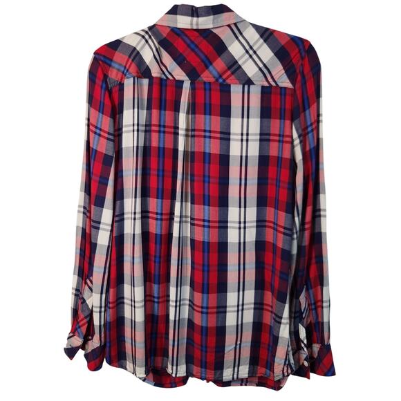 Rails Hunter Plaid Red Blue Flannel Button Shirt  Womens Large Farm Western - Picture 3 of 7